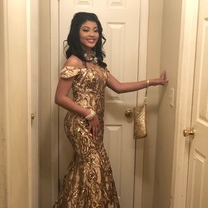 Gold prom dress